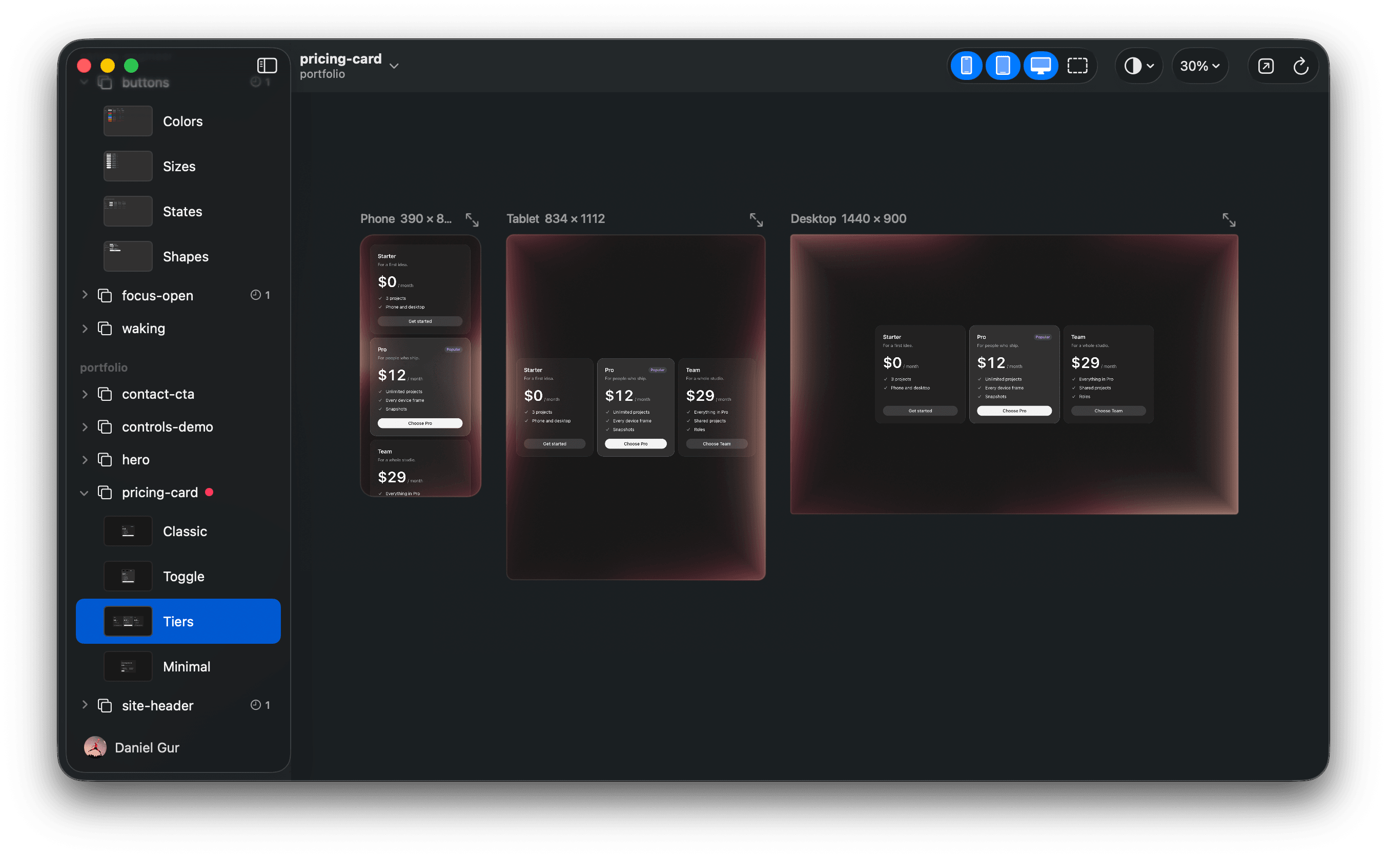 A soft light glowing inside the phone, tablet and desktop frames of the take Claude is editing